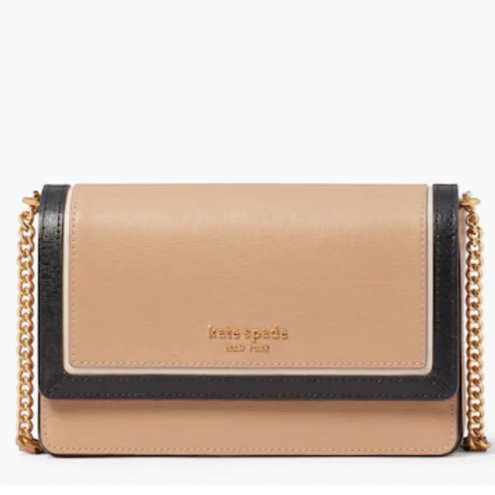 NWT Kate Spade Color-blocked Saffiano Cafe Mocha Crossbody Purse - Picture 2 of 9